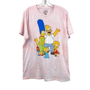 The Simpsons Women’s Short Sleeve Pink Tie Dye Graphic T-Shirt Size Large